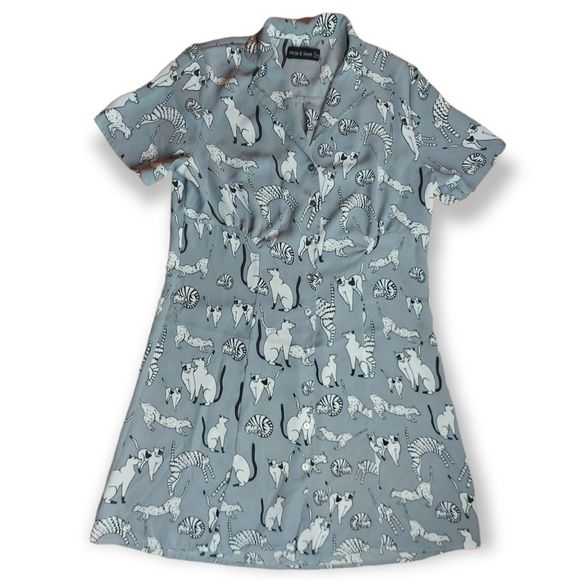 hide & seek Dresses & Skirts - Hide & Seek Grey Cat Print Dress Size 10